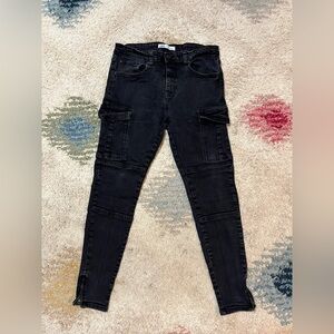 Zara skinny cargo black jeans